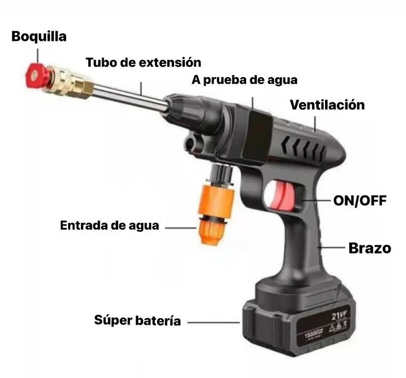 Pistola Hidrolavadora Portátil Recargable